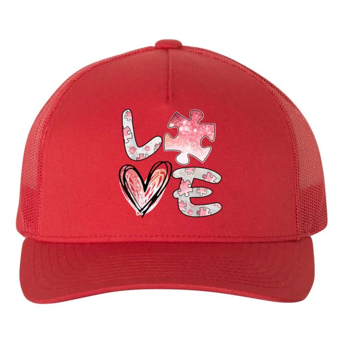 Autism Awareness 2024 Valentines Day Cute Puzzle Autism Yupoong Adult 5-Panel Trucker Hat