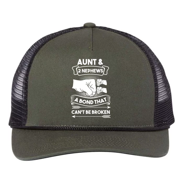 Aunt And 2 Nephews A Bond That Cant Be Broken Aunts Nieces Gift Retro Rope Trucker Hat Cap