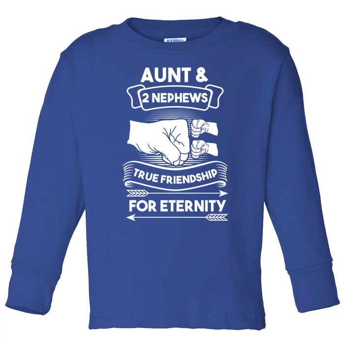 Aunt And 2 Nephews True Friendship For Eternity Aunts Nieces Funny Gift Toddler Long Sleeve Shirt