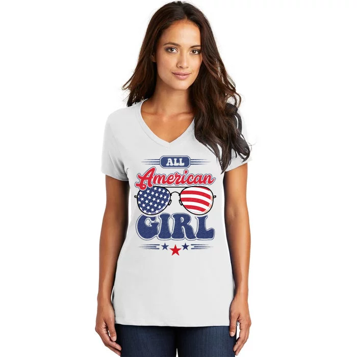 All American 4th Of July Family Matching Women's V-Neck T-Shirt