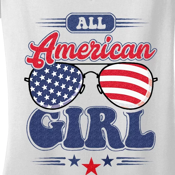 All American 4th Of July Family Matching Women's V-Neck T-Shirt