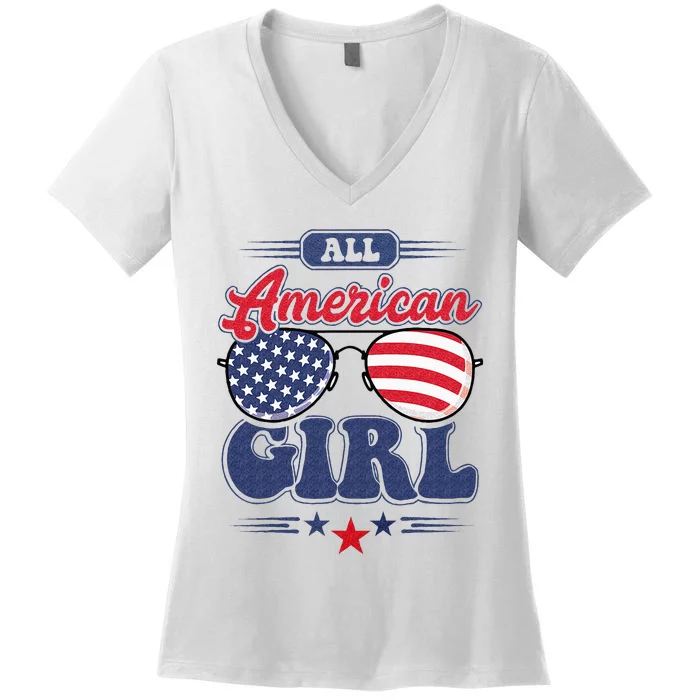 All American 4th Of July Family Matching Women's V-Neck T-Shirt