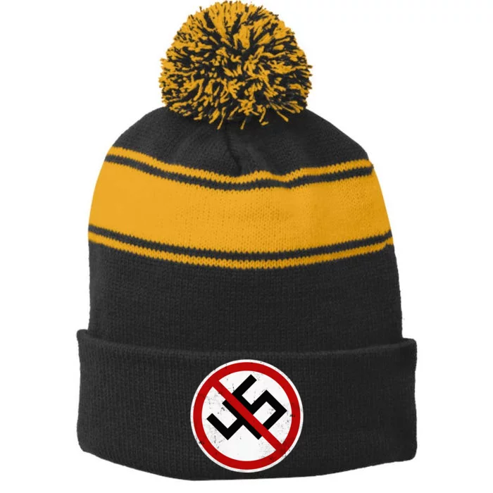 Antitrump Anti 45 Anti Nazi Stripe Pom Pom Beanie