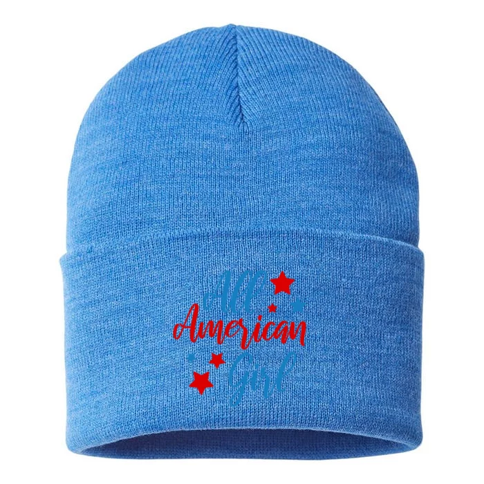 All American 4th Of July Usa Patriotic Cute Gift Sustainable Knit Beanie