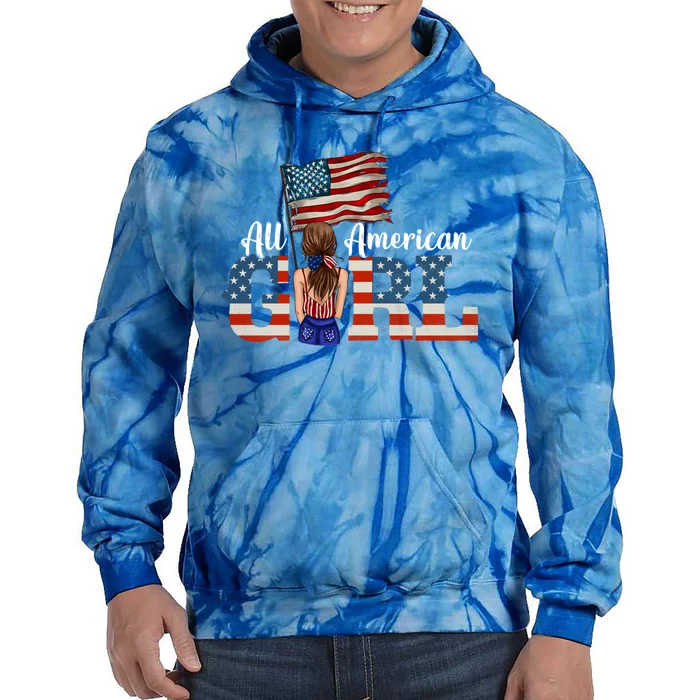 All American 4th Of July American Flag Daughter Usa Great Gift Tie Dye Hoodie