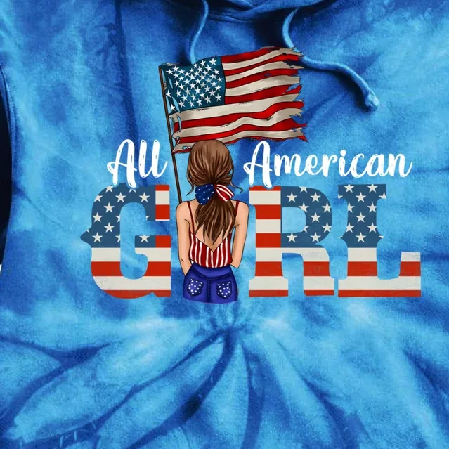 All American 4th Of July American Flag Daughter Usa Great Gift Tie Dye Hoodie