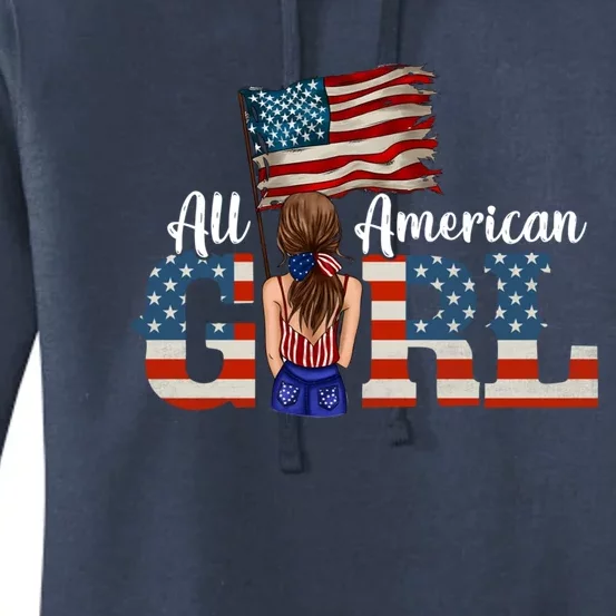 All American 4th Of July American Flag Daughter Usa Great Gift Women's Pullover Hoodie