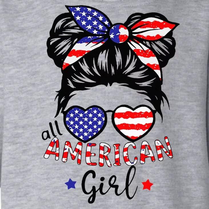 All American 4th Of July Messy Bun Toddler Hoodie