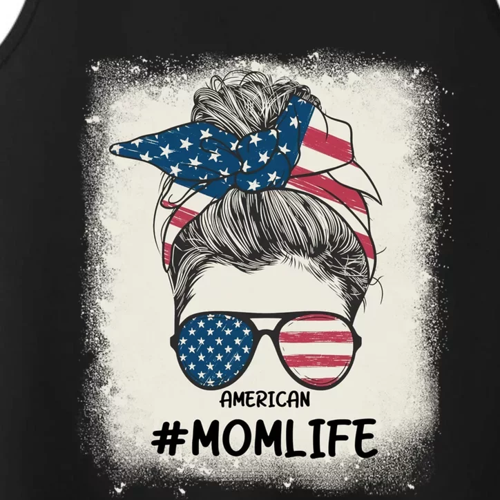 All American 4th Of July Funny Gift Mom Messy Bun Usa Gift Performance Tank