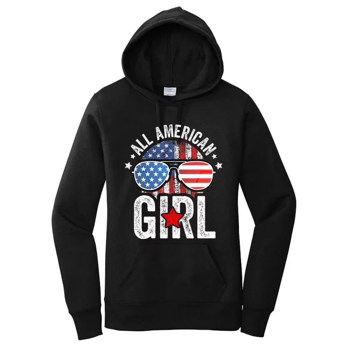 All American 4th of July Daughter USA Flag Women's Pullover Hoodie