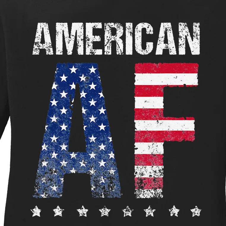 American af 4th of july funny novelty design for merica Ladies Long Sleeve Shirt