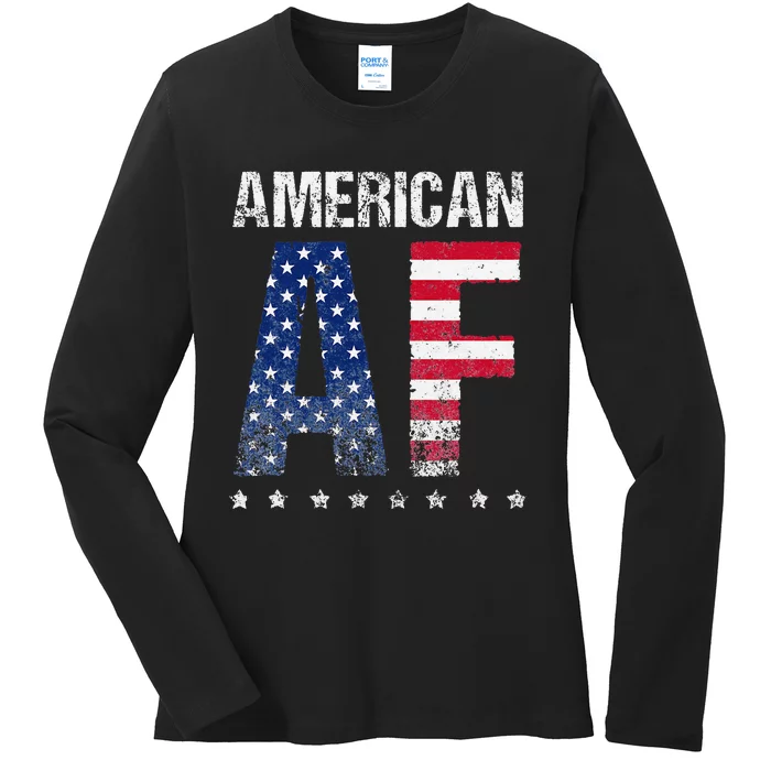 American af 4th of july funny novelty design for merica Ladies Long Sleeve Shirt