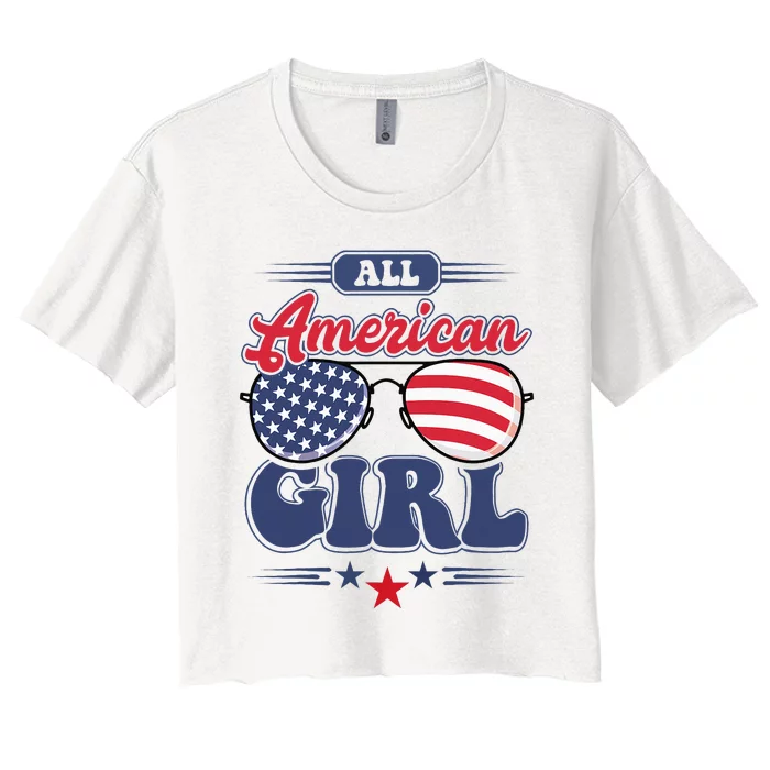 All American 4th Of July Family Matching Women's Crop Top Tee