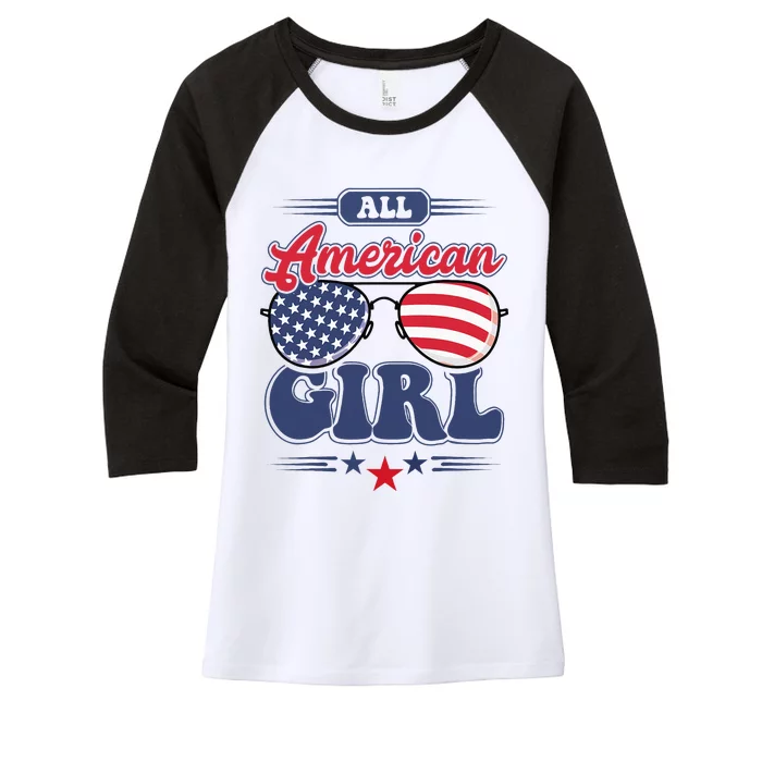 All American 4th Of July Family Matching Women's Tri-Blend 3/4-Sleeve Raglan Shirt