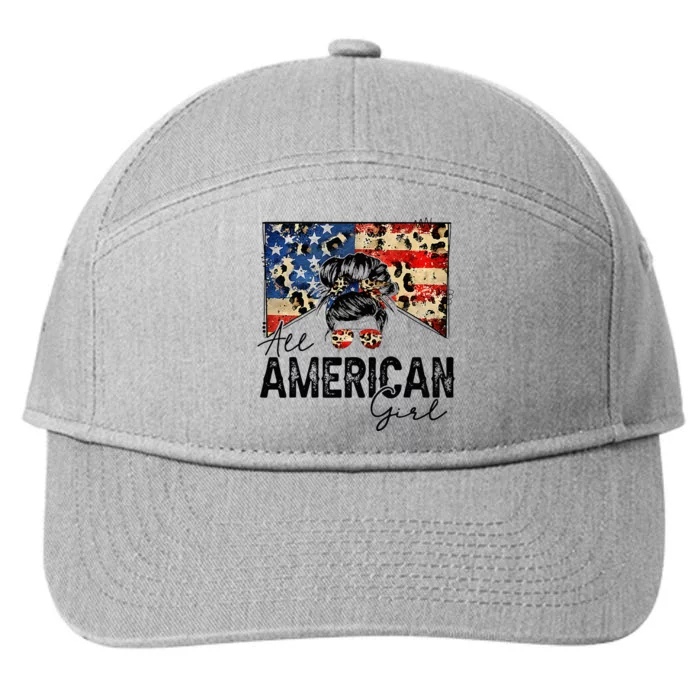 All American 4th Of July  Messy Bun USA Flag 7-Panel Snapback Hat