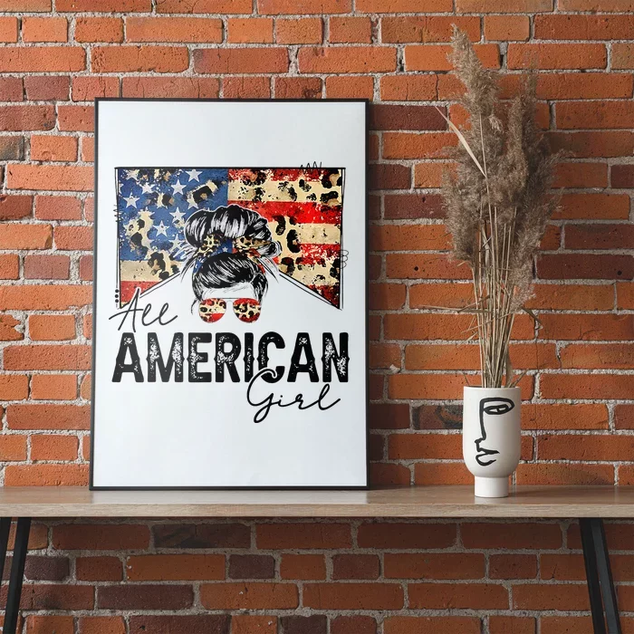 All American 4th Of July  Messy Bun USA Flag Poster