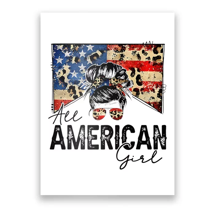 All American 4th Of July  Messy Bun USA Flag Poster