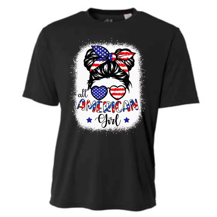 All American 4th Of July Bleached Daughter USA Cooling Performance Crew T-Shirt