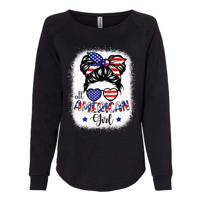 All American 4th Of July Bleached Daughter USA Womens California Wash Sweatshirt