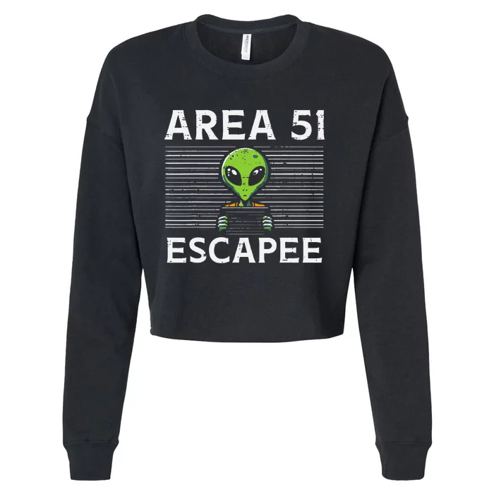 Alien Area 51 Escapee Funny Costume Ufo Cropped Pullover Crew