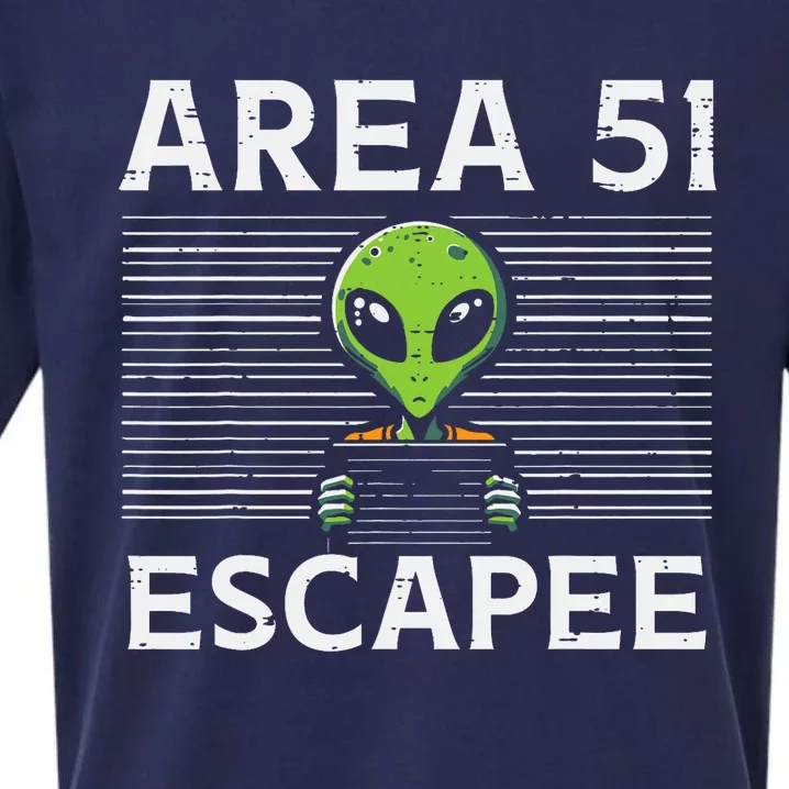 Alien Area 51 Escapee Funny Costume Ufo Sueded Cloud Jersey T-Shirt