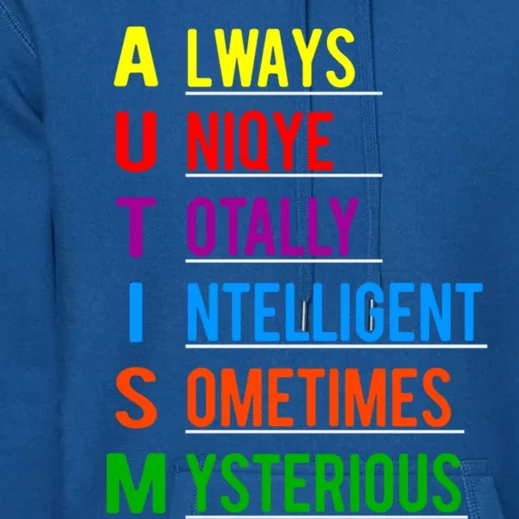 Autism Awareness Autism Acronym Gift Premium Hoodie