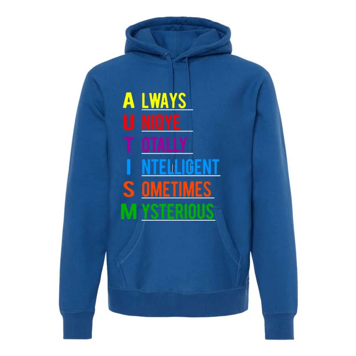 Autism Awareness Autism Acronym Gift Premium Hoodie