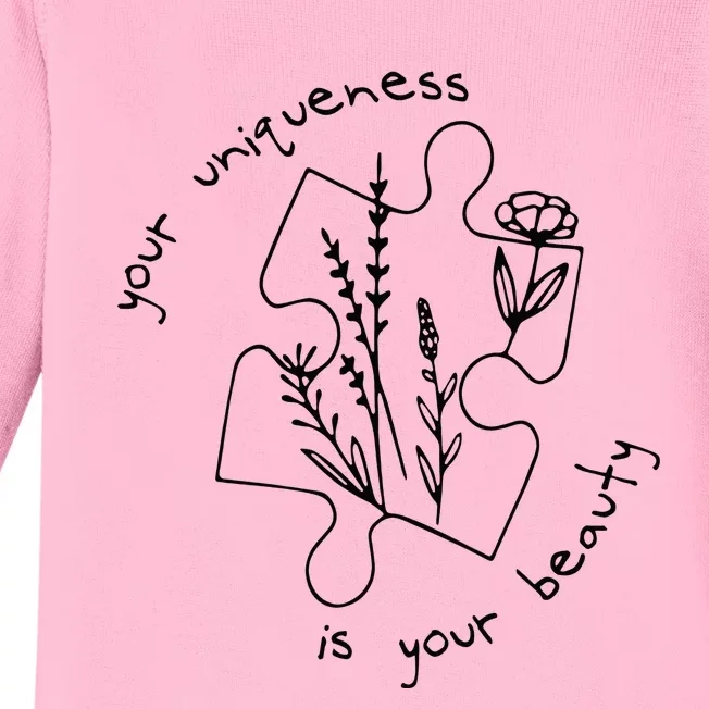 Autism Awareness Acceptance Your Uniqueness Is Your Beauty Baby Long Sleeve Bodysuit