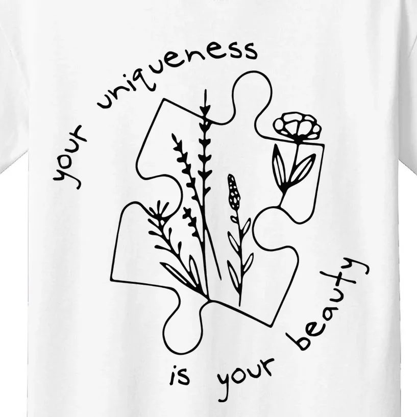 Autism Awareness Acceptance Your Uniqueness Is Your Beauty Kids T-Shirt