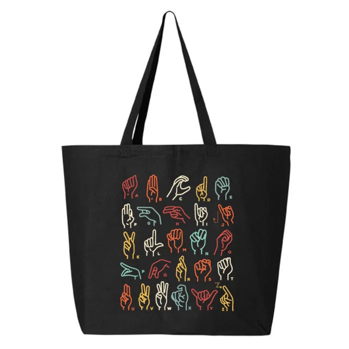 Asl Abc American Sign Language Alphabet Retro Deaf Awareness 25L Jumbo Tote