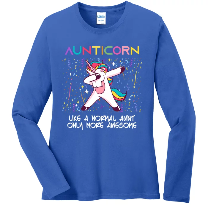 Aunticorn An Awesome Aunt Dabbing Unicorn Dancing Cute Gift Ladies Long Sleeve Shirt