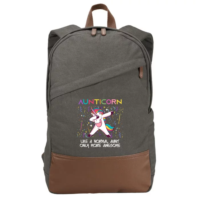 Aunticorn An Awesome Aunt Dabbing Unicorn Dancing Cute Gift Cotton Canvas Backpack