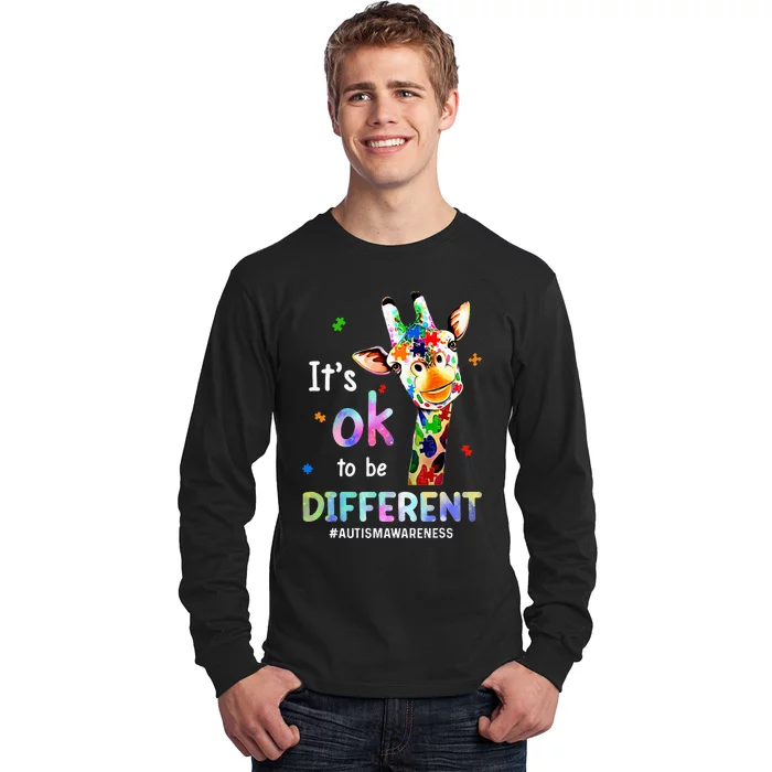 Autism Awareness Acceptance Giraffe Its Ok To Be Different Long Sleeve Shirt