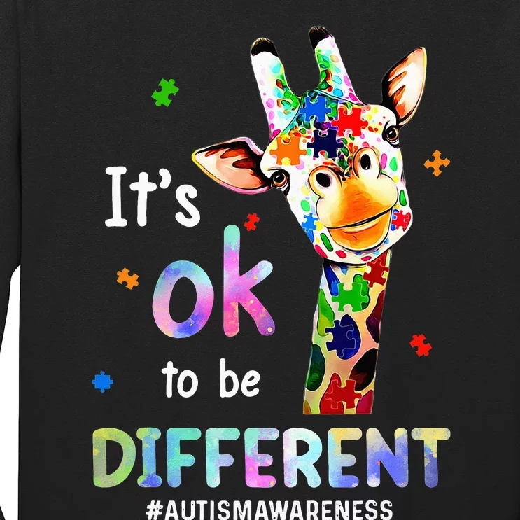 Autism Awareness Acceptance Giraffe Its Ok To Be Different Long Sleeve Shirt