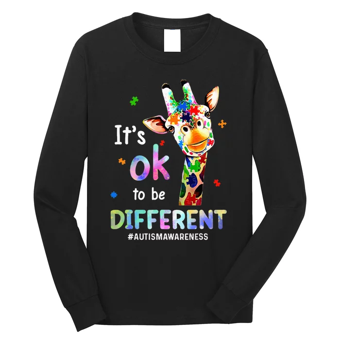 Autism Awareness Acceptance Giraffe Its Ok To Be Different Long Sleeve Shirt