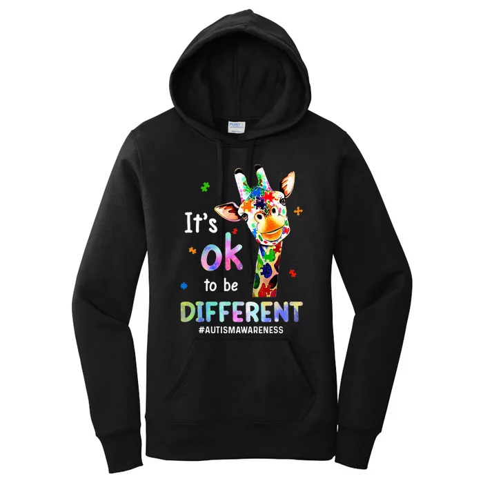 Autism Awareness Acceptance Giraffe Its Ok To Be Different Women's Pullover Hoodie