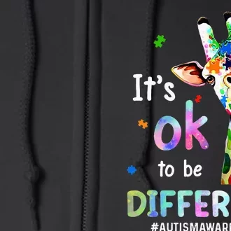 Autism Awareness Acceptance Giraffe Its Ok To Be Different Full Zip Hoodie