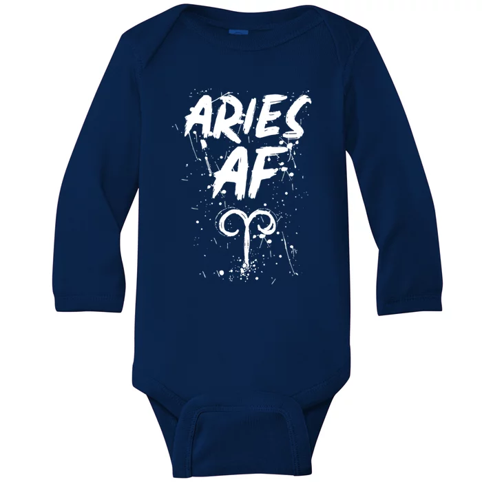 Aries Af Astrology March April Birthday Zodiac Funny Gift Cute Gift Baby Long Sleeve Bodysuit