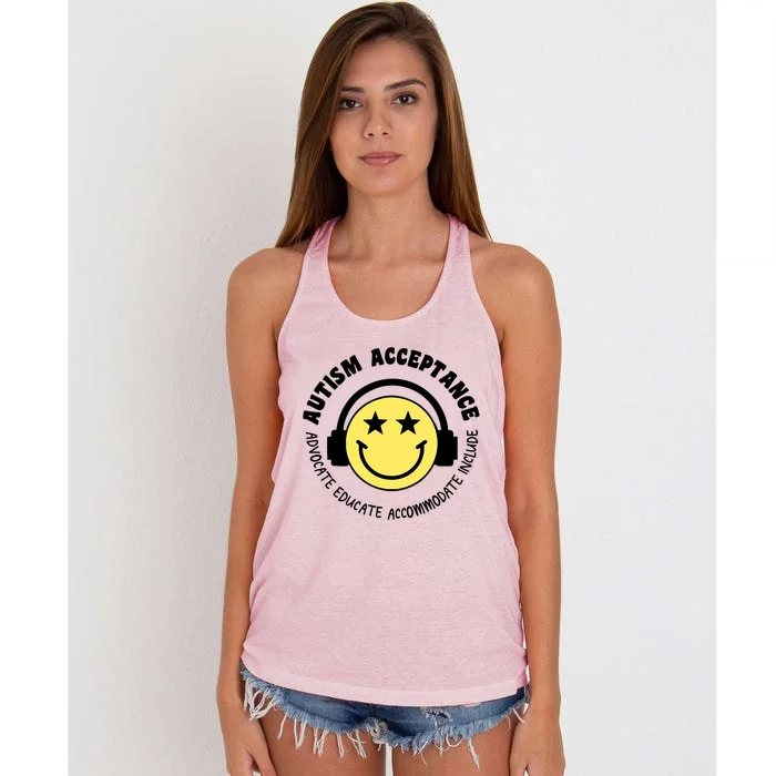 Autism Awareness Acceptance Special Education Teacher Women's Knotted Racerback Tank