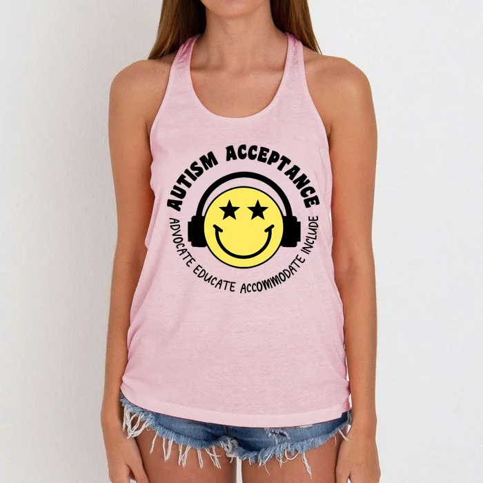 Autism Awareness Acceptance Special Education Teacher Women's Knotted Racerback Tank