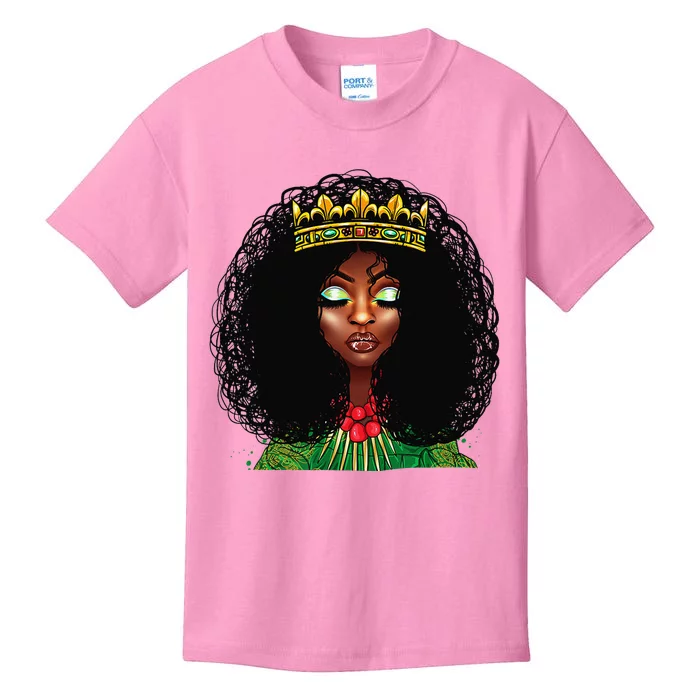 Afro African American Women Black Melanin Queen Juneteenth Kids T-Shirt