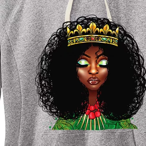 Afro African American Women Black Melanin Queen Juneteenth Women's Fleece Hoodie