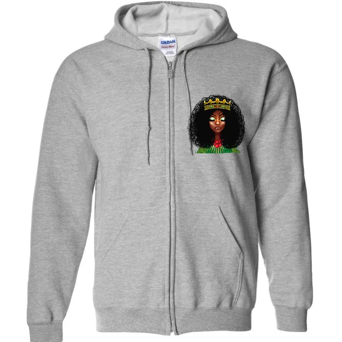 Afro African American Women Black Melanin Queen Juneteenth Full Zip Hoodie