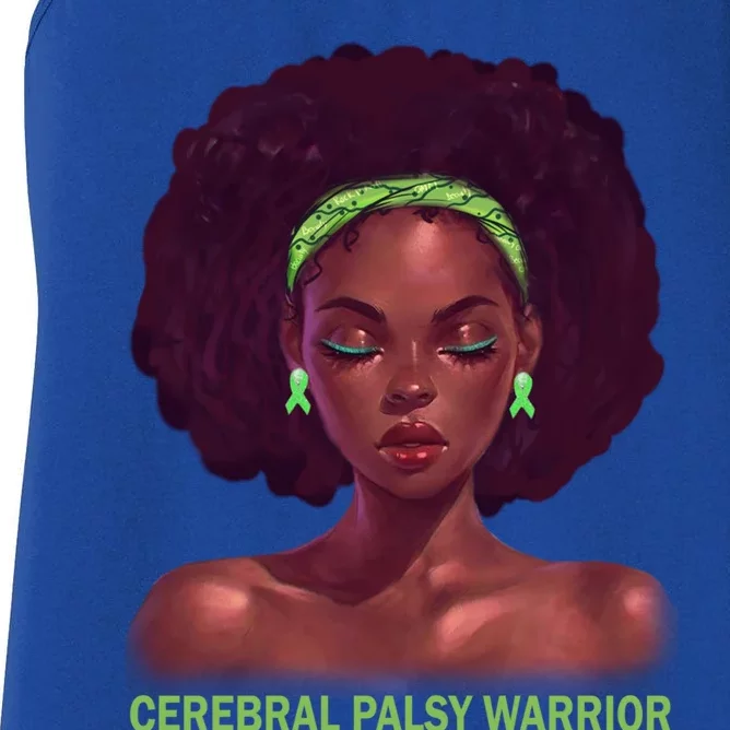 Afro African American Black Cerebral Palsy Warrior Gift Women's Racerback Tank