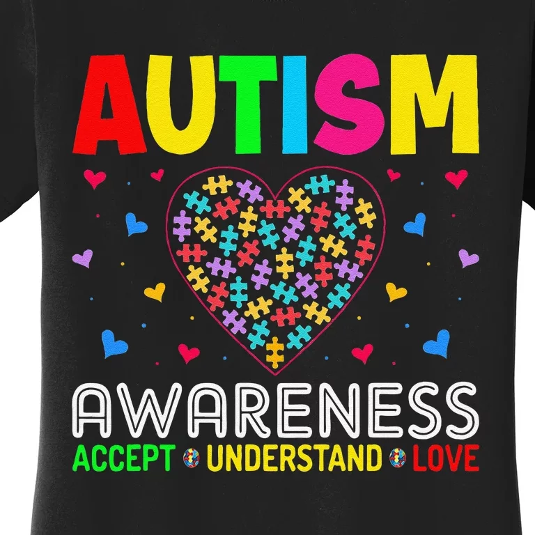 Autism Awareness Accept Understand Love ASD Motivational Women's T-Shirt