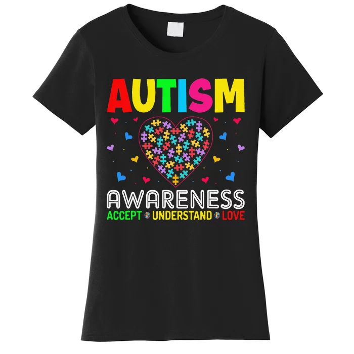 Autism Awareness Accept Understand Love ASD Motivational Women's T-Shirt