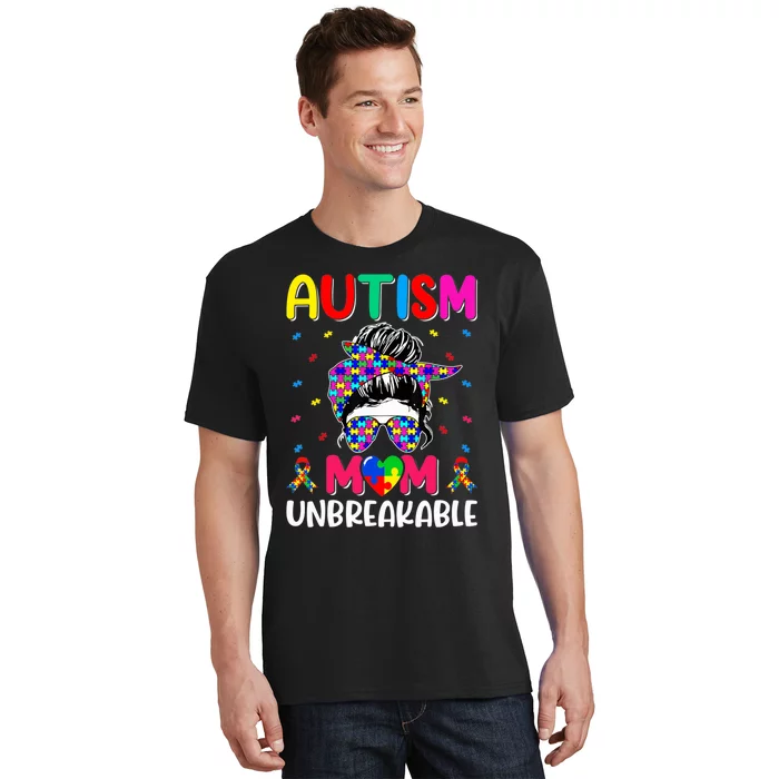 Autistic Autism Awareness Mom Life Bleached T-Shirt