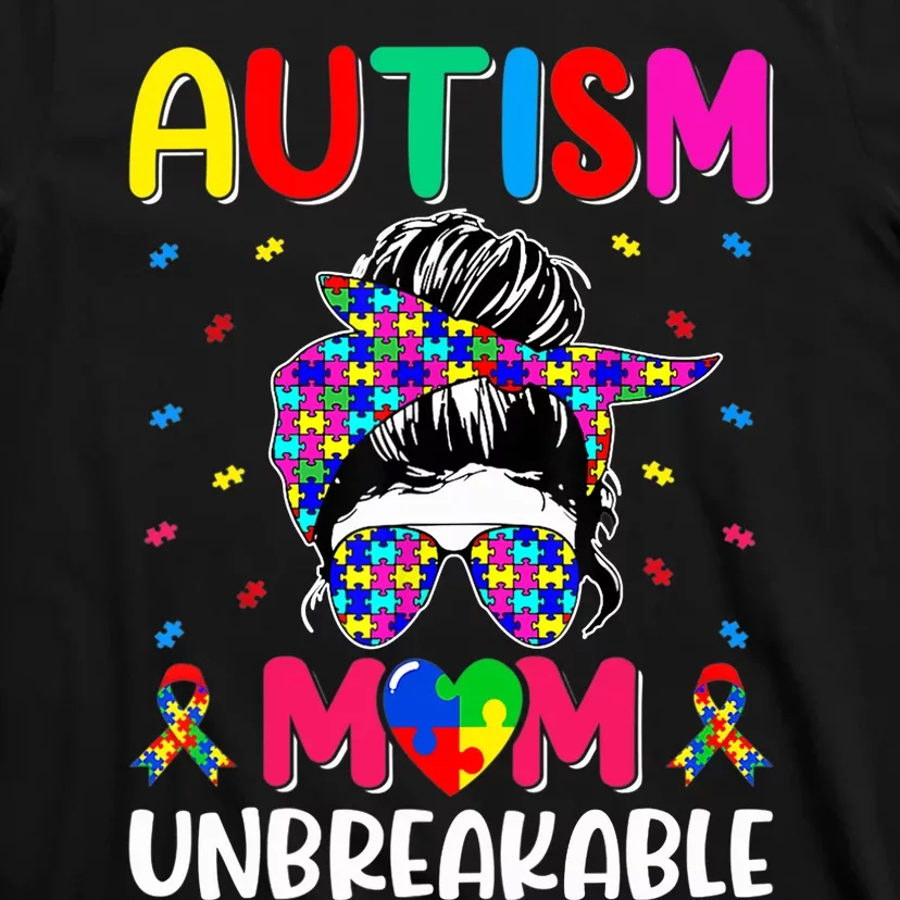 Autistic Autism Awareness Mom Life Bleached T-Shirt