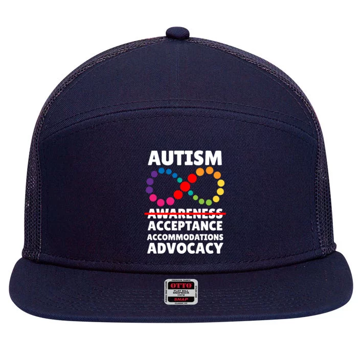 Autism Advocacy Acceptance Gift 7 Panel Mesh Trucker Snapback Hat