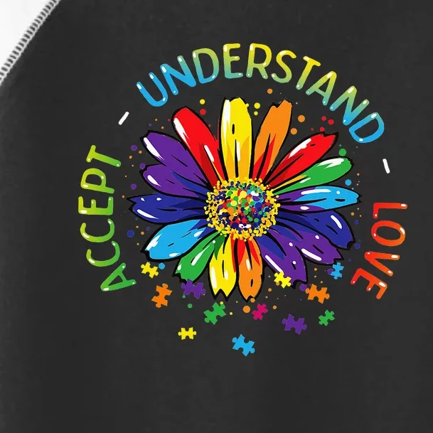 Autism Awareness Accept Understand Love Rainbow ASD Flower Toddler Fine Jersey T-Shirt